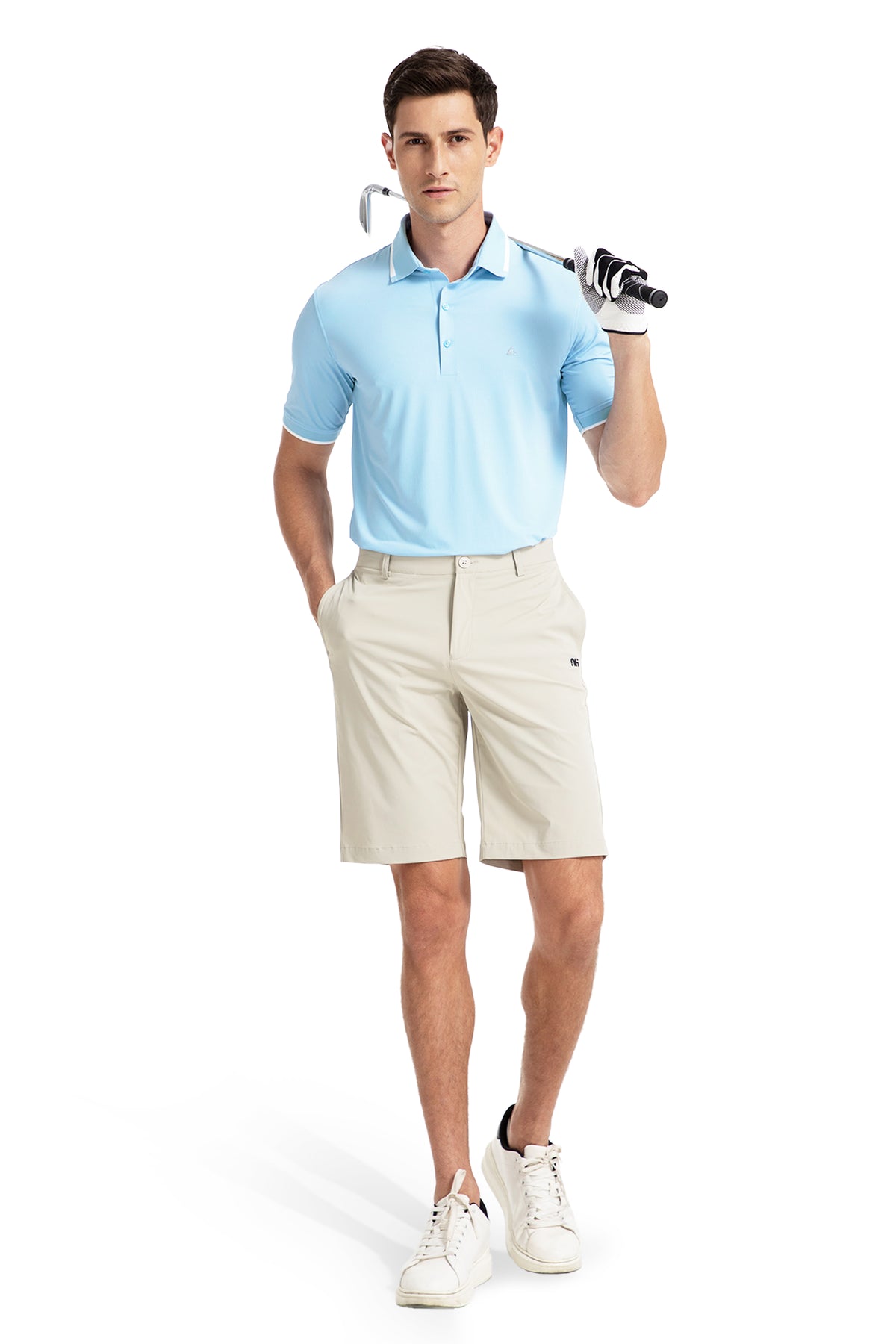 Men's Premium Golf Polo – Silky Tech Nylon, Cooling, UV-Resistant, Quick-Dry Athletic Shirt for Golf, Tennis, and Casual Wear - Light Teal