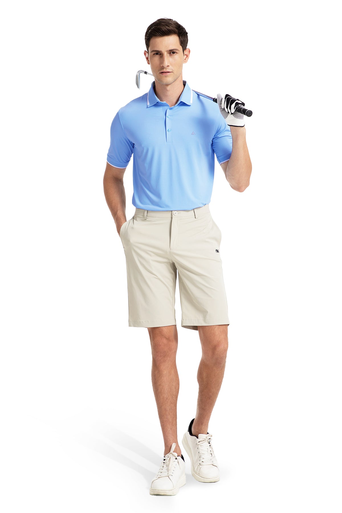 Men's Premium Golf Polo – Silky Tech Nylon, Cooling, UV-Resistant, Quick-Dry Athletic Shirt for Golf, Tennis, and Casual Wear - Baby Blue