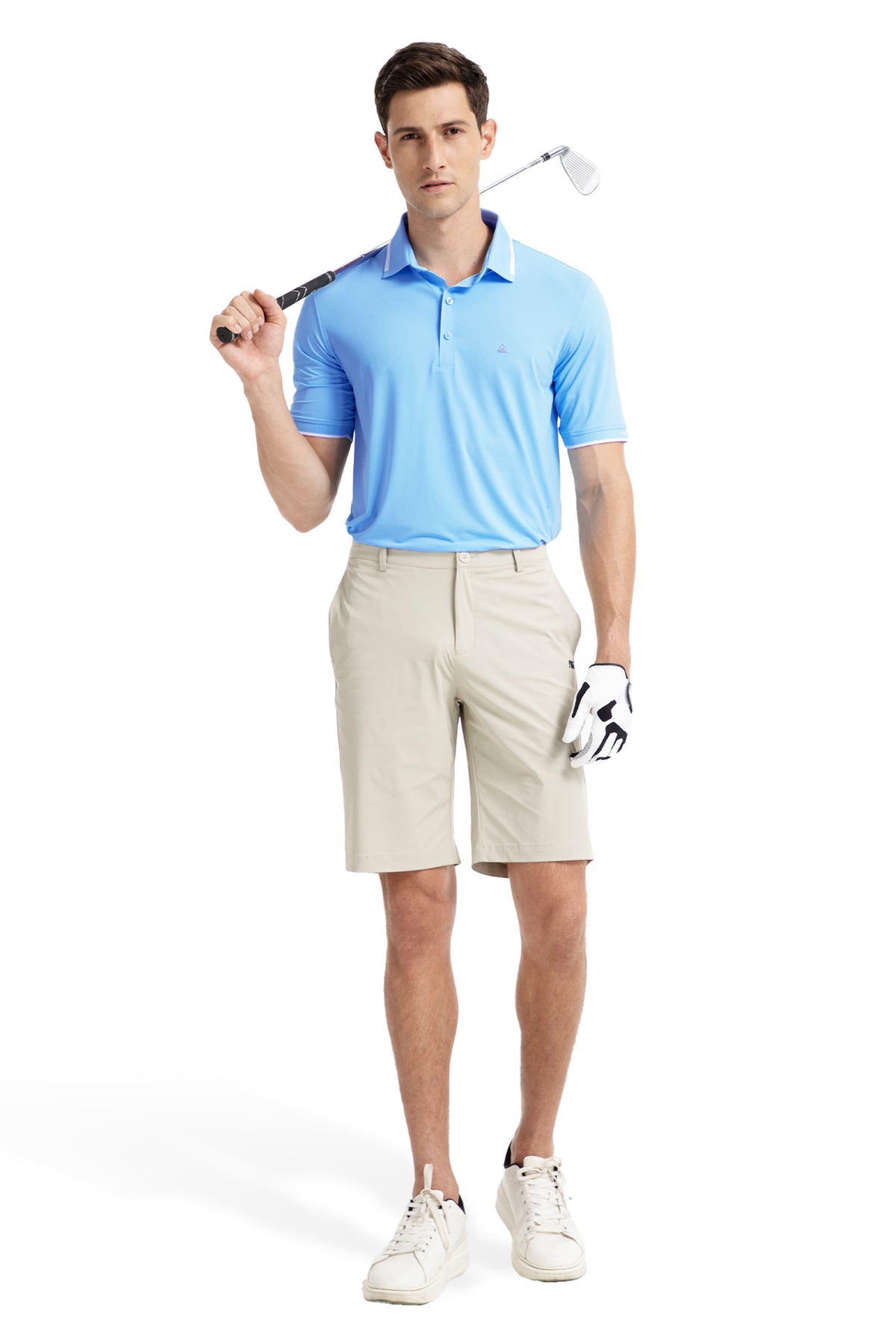 Men's Premium Golf Polo – Silky Tech Nylon, Cooling, UV-Resistant, Quick-Dry Athletic Shirt for Golf, Tennis, and Casual Wear - Sky Blue