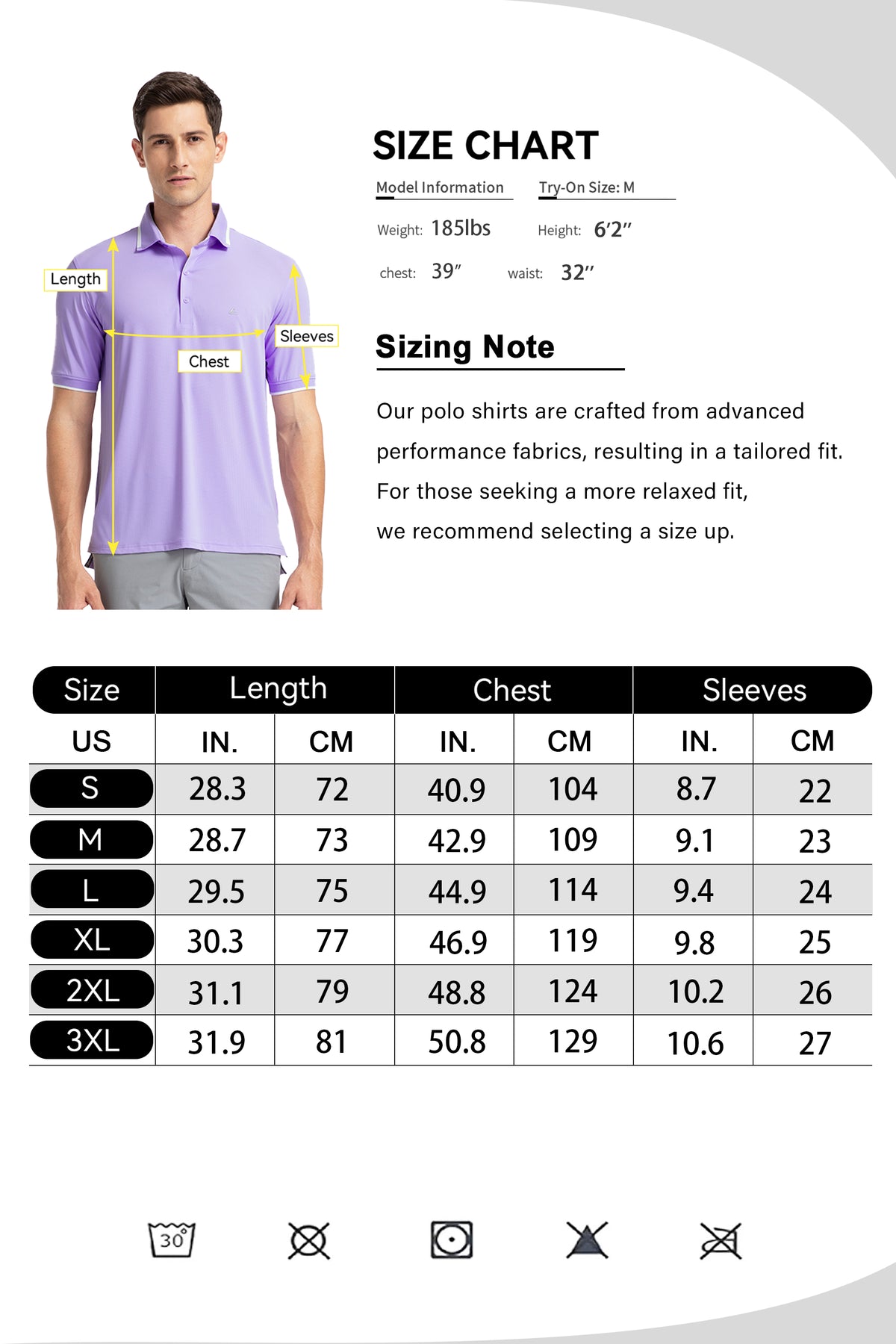 Men's Premium Golf Polo – Silky Tech Nylon, Cooling, UV-Resistant, Quick-Dry Athletic Shirt for Golf, Tennis, and Casual Wear - Light Purple