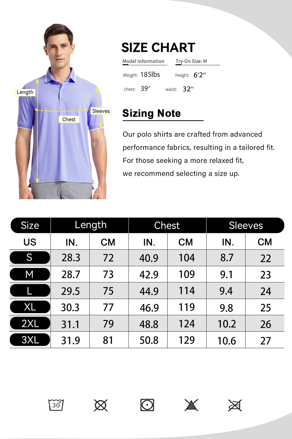 Men's Premium Golf Polo – Silky Tech Nylon, Cooling, UV-Resistant, Quick-Dry Athletic Shirt for Golf, Tennis, and Casual Wear -  Lavender