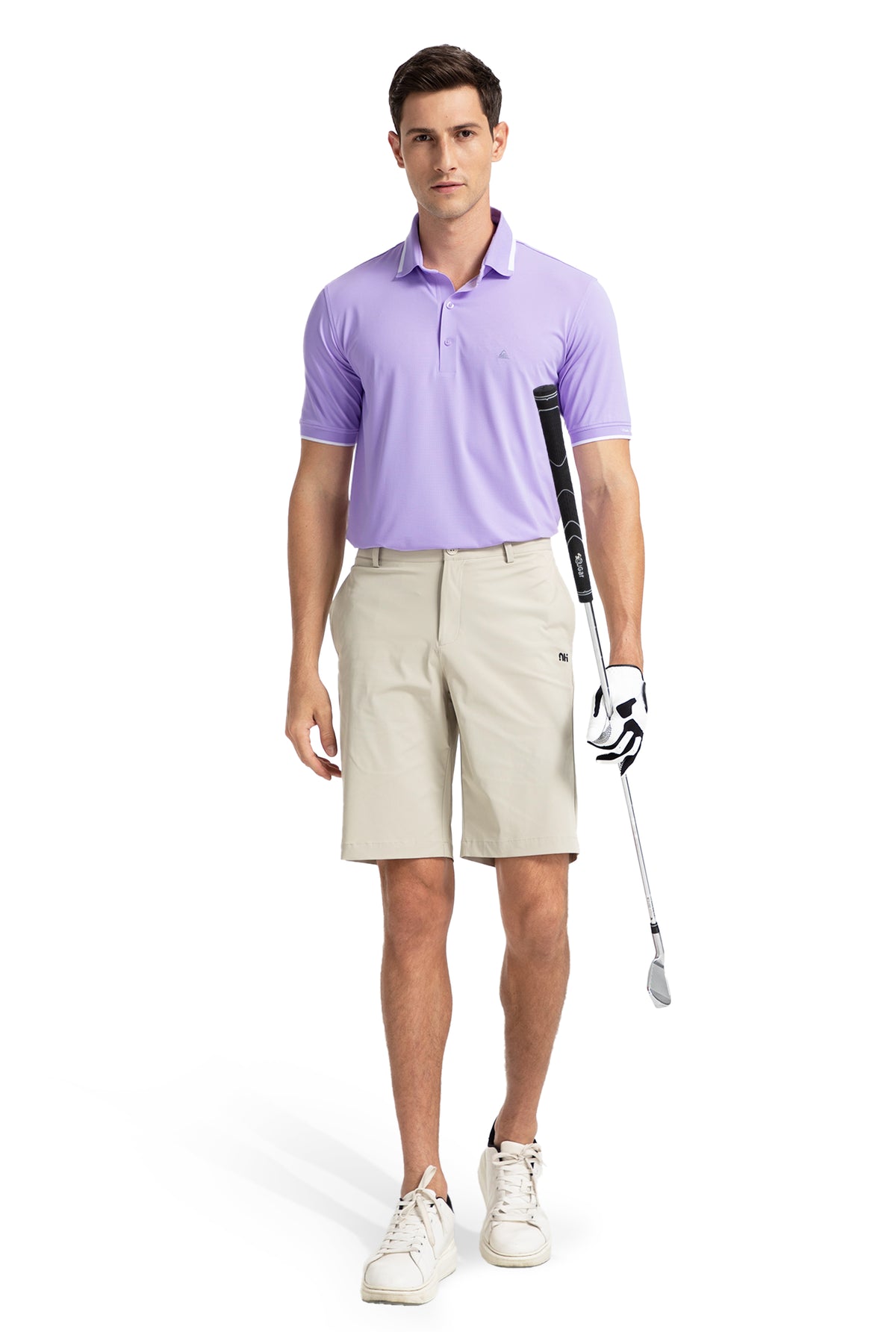 Men's Premium Golf Polo – Silky Tech Nylon, Cooling, UV-Resistant, Quick-Dry Athletic Shirt for Golf, Tennis, and Casual Wear - Light Purple