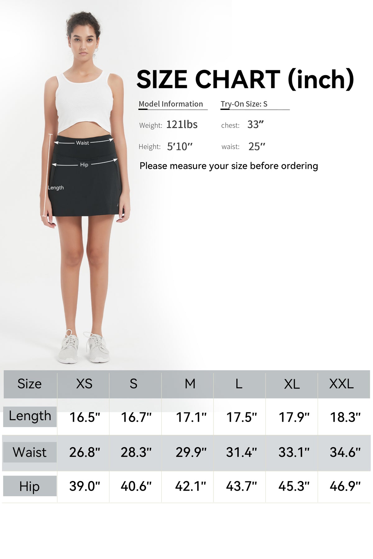 ProXgear 17" Women's Premium Cooling Silky Tech Nylon Athletic Skort with Pockets for Golf Tennis Workout and Casual Wear - Black