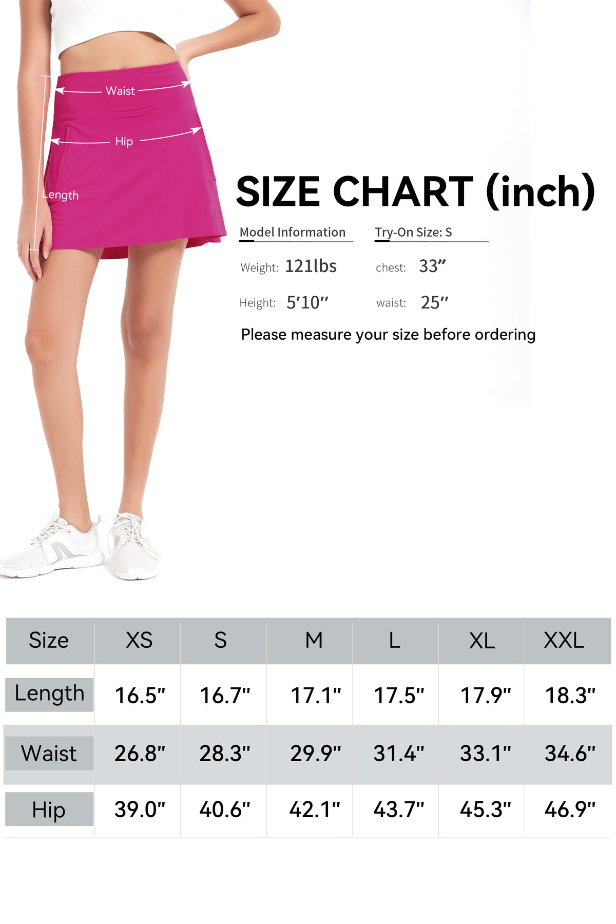 ProXgear 17" Women's Premium Cooling Silky Tech Nylon Athletic Skort with Pockets for Golf Tennis Workout and Casual Wear