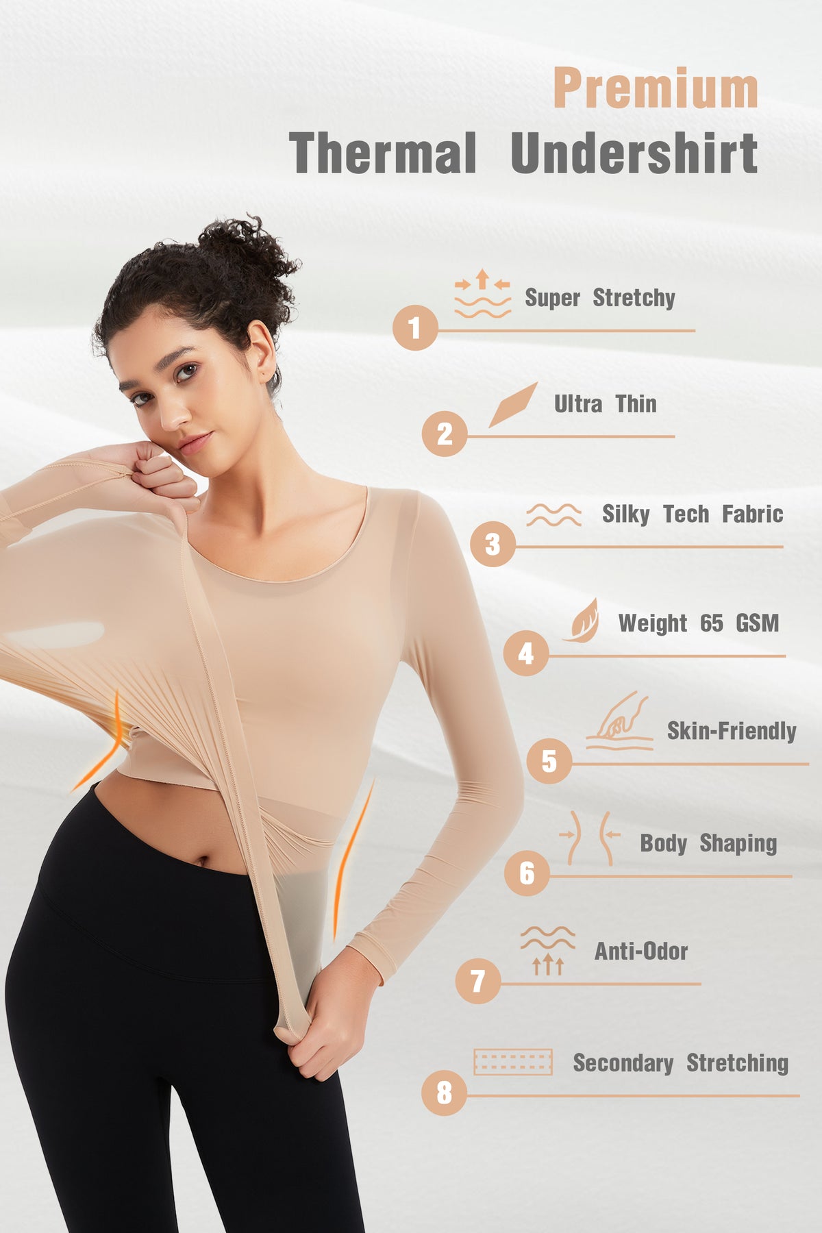 ProXgear Skin Color Luxury Women's Thermal Undershirt Super Stretchy & Lightweight Silky Tech Tops