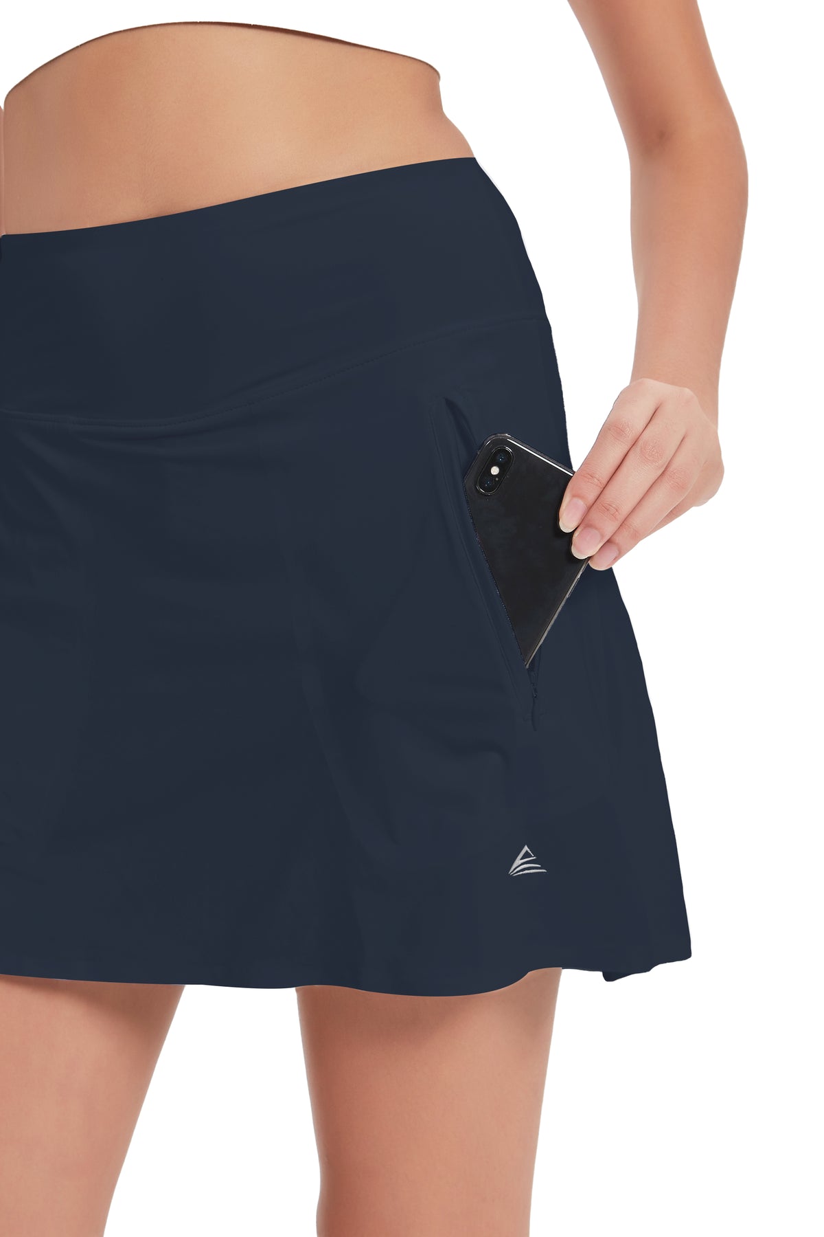 ProXgear 17" Women's Premium Cooling Silky Tech Nylon Athletic Skort with Pockets for Golf Tennis Workout and Casual Wear - Navy