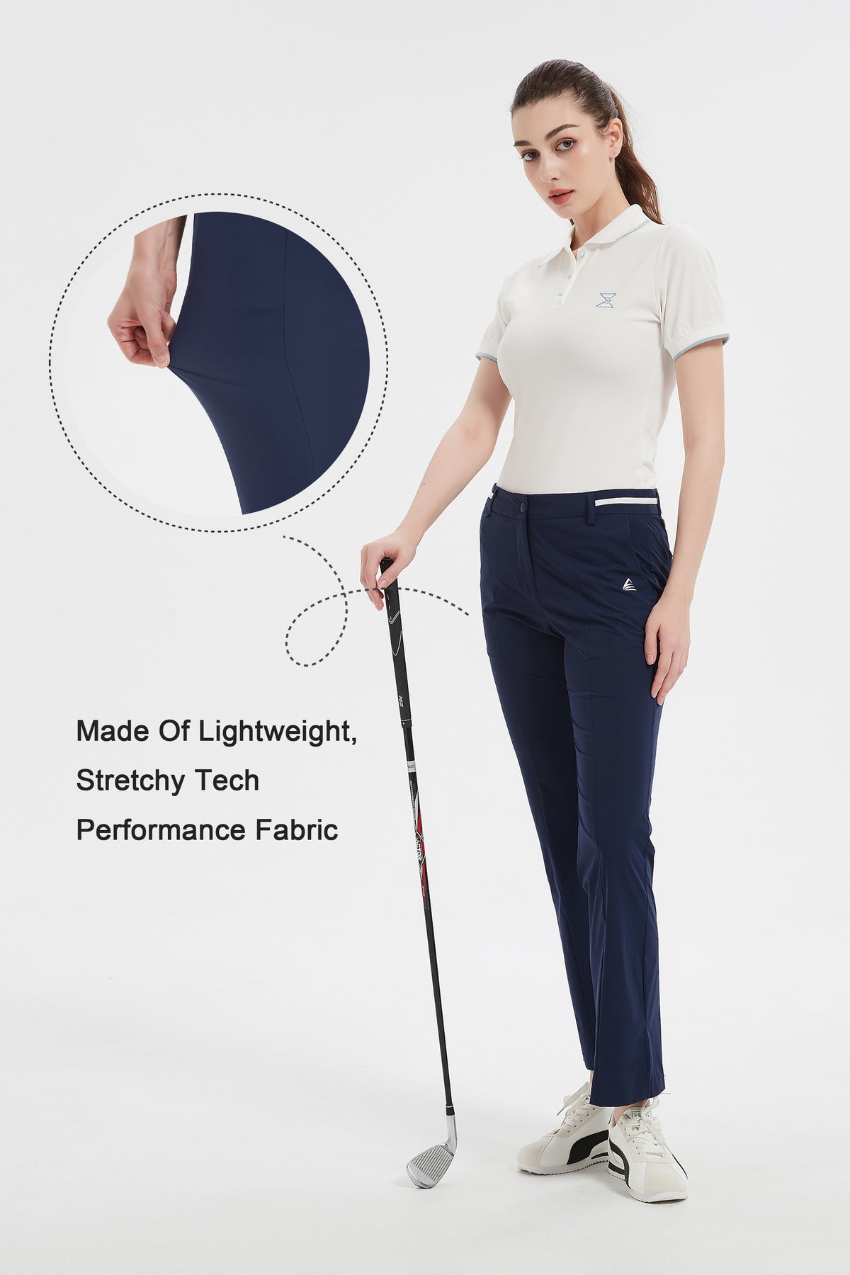 Women Golf Pants with Pockets Spring Summer 4-Way Stretch Lightweight Quick Dry Casual Pants Athletic UPF 50+ Navy