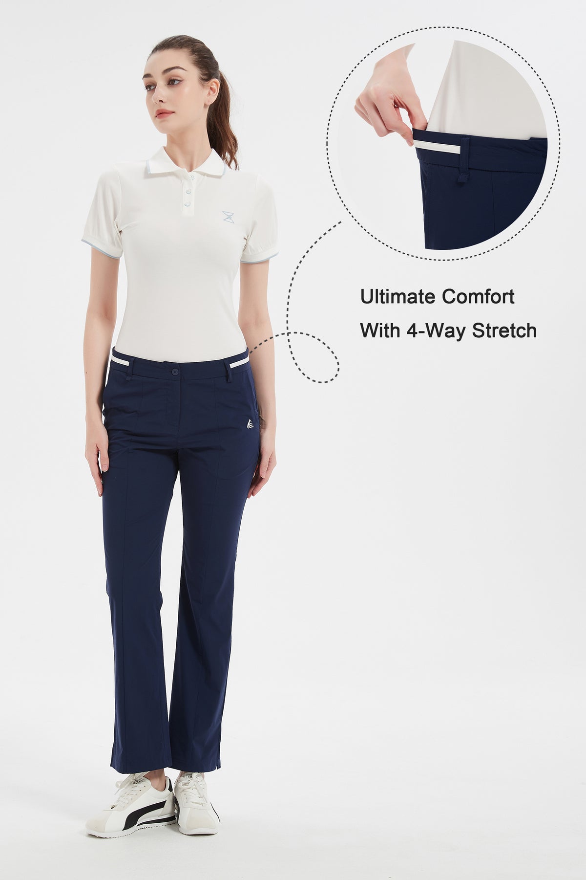 Women Golf Pants with Pockets Spring Summer 4-Way Stretch Lightweight Quick Dry Casual Pants Athletic UPF 50+ Navy