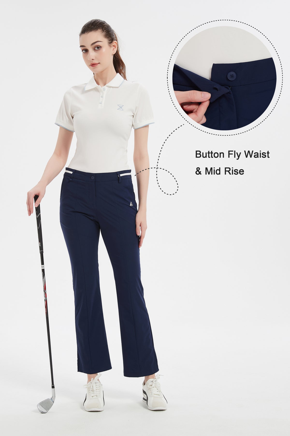 Women Golf Pants with Pockets Spring Summer 4-Way Stretch Lightweight Quick Dry Casual Pants Athletic UPF 50+ Navy