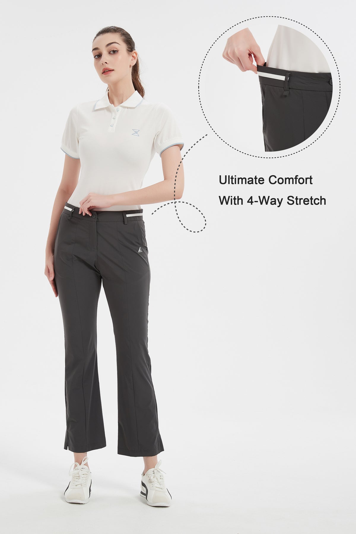 Women Golf Pants with Pockets Spring Summer 4-Way Stretch Lightweight Quick Dry Casual Pants Athletic UPF 50+ Grey