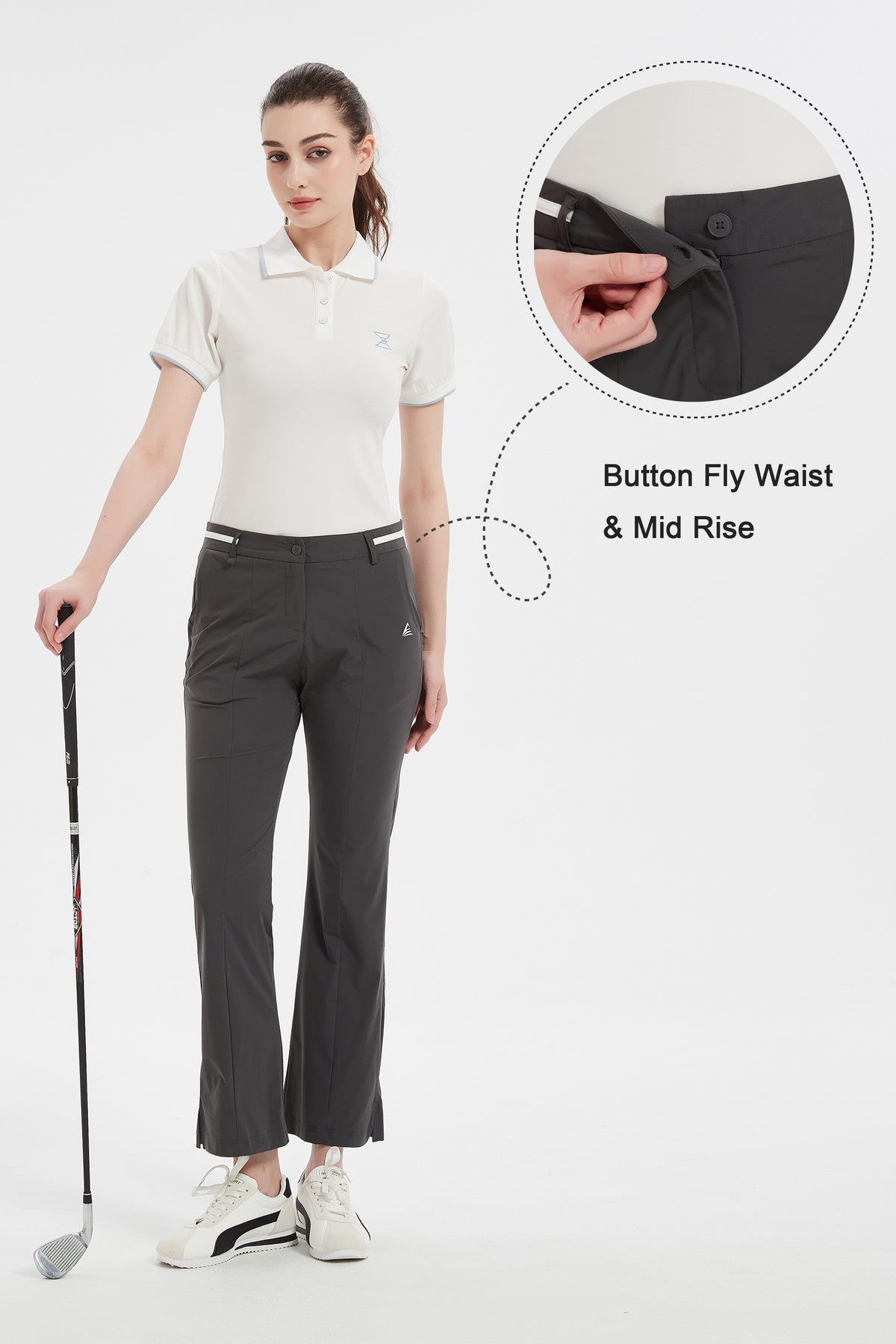 Women Golf Pants with Pockets Spring Summer 4-Way Stretch Lightweight Quick Dry Casual Pants Athletic UPF 50+ Grey