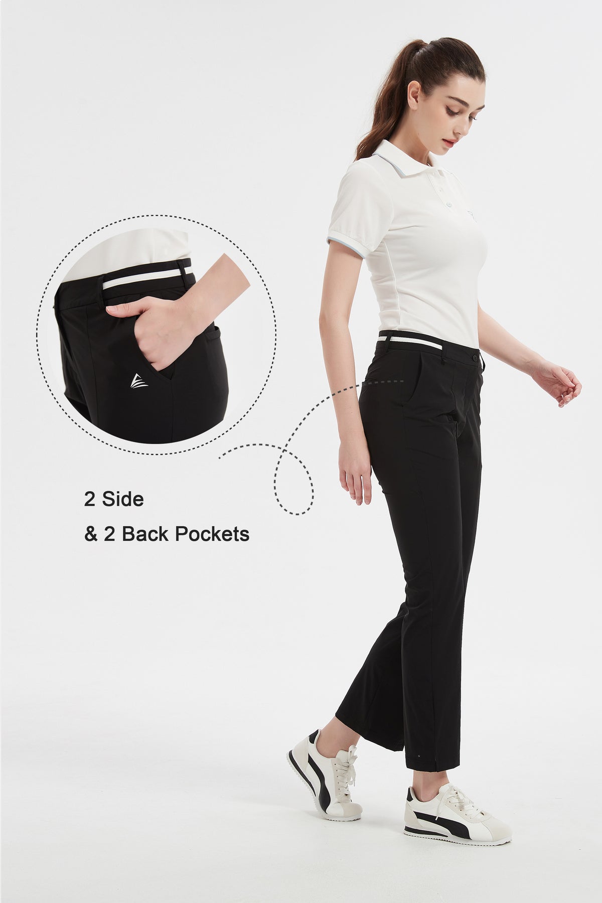 Women Golf Pants with Pockets Spring Summer 4-Way Stretch Lightweight Quick Dry Casual Pants Athletic UPF 50+